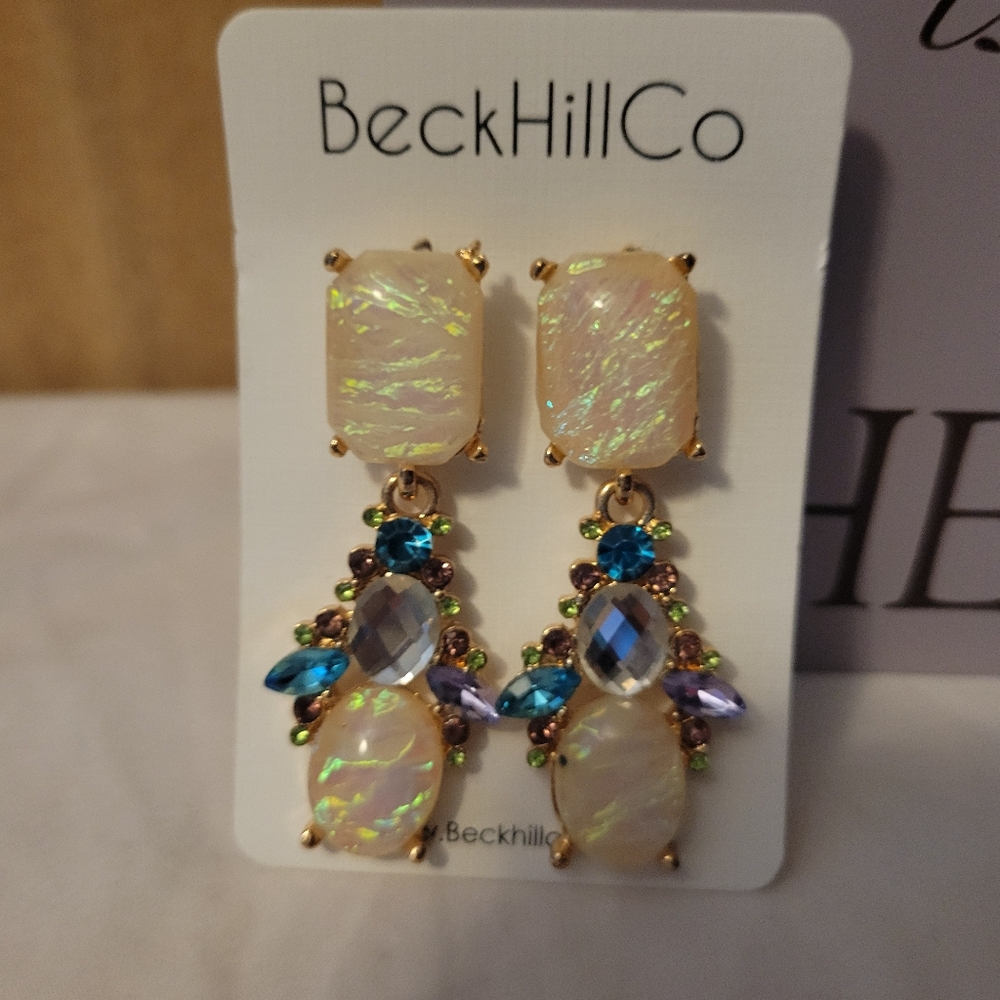 BeckHillCo Gold and Multicolor Dangle Earrings